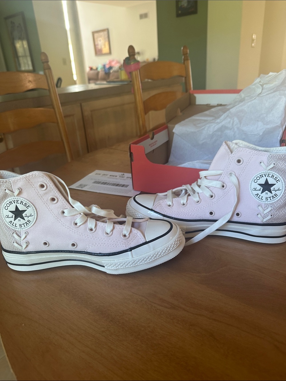 Converse womens Light Pink High Top Sneakers
